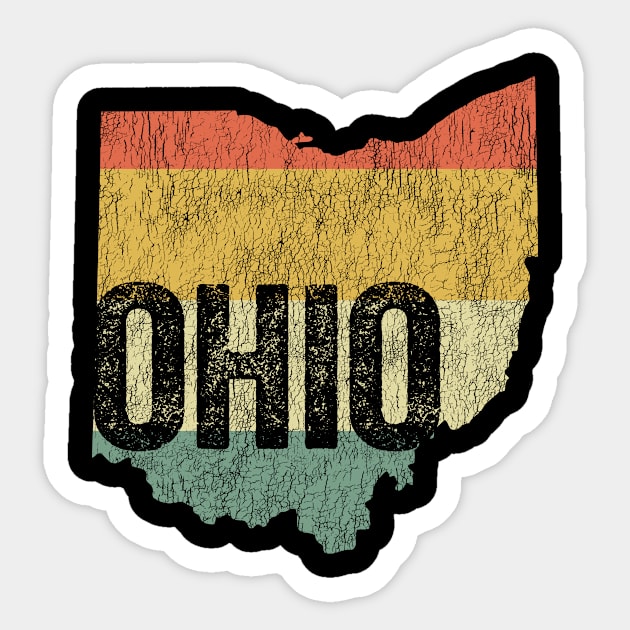 Ohio Map Distressed Vintage Retro Sunset Sticker by Hashtagified